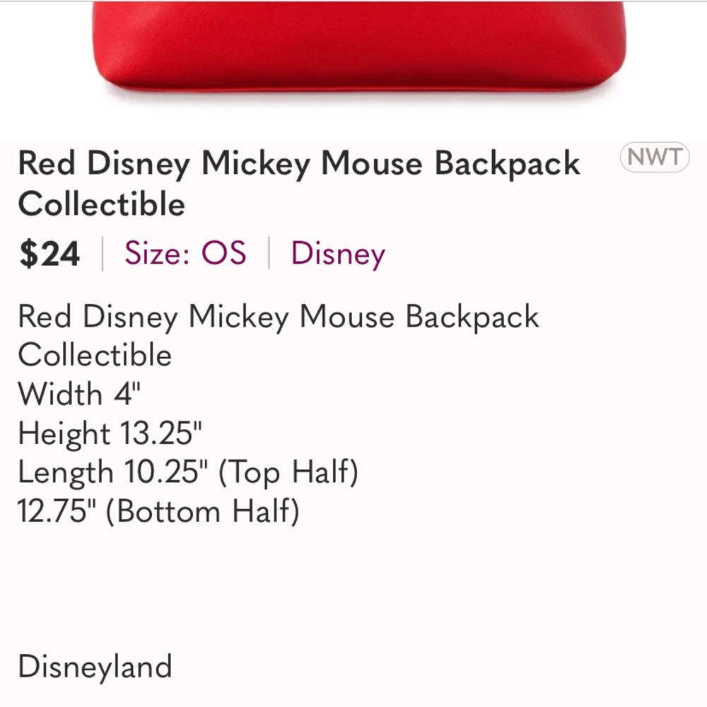 Red Disney Mickey Mouse Backpack Collectible - image 7